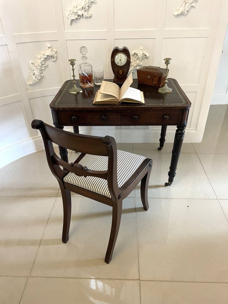 Antique George III Quality Mahogany Freestanding Leather Top Writing Desk - Image 3